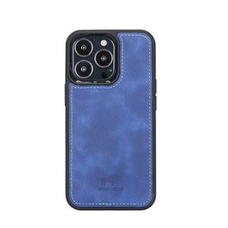 Solo Pelle Lederhülle für das iPhone 13 Pro in 6.1 Zol  Hülle Ledertasche Backcover aus echtem Leder "Stanford" - Vintage Blau