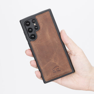 Solo Pelle Lederhülle "Stanford" für das Samsung Galaxy S22 Ultra - Cognac Braun