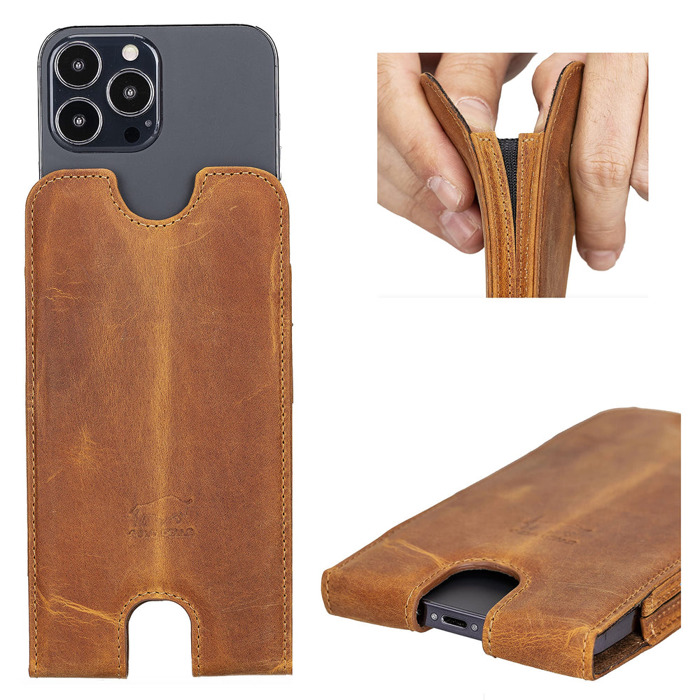 Solo Pelle Lederhülle Alle Geräte bis 6.7 Zoll Case Leder Hülle - Camel Braun