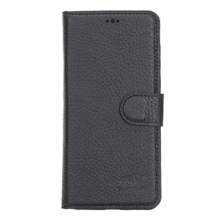 Solo Pelle Lederhülle Harvard kompatibel für das Samsung Galaxy S21 5G in 6.2 Zoll inklusive abnehmbare Hülle mit integrierten Kartenfächern (Schwarz Matt)