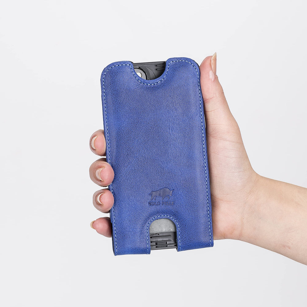 Solo Pelle Lederhülle für das iPhone bis 6.1 Zoll  Leder Hülle Sleeve - Vintage Blau