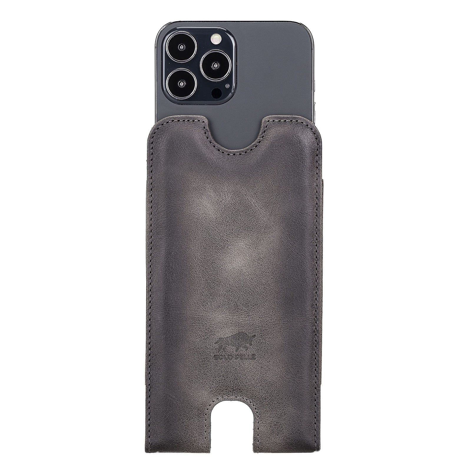 Solo Pelle Lederhülle für das iPhone bis 6.1 Zoll  Leder Hülle Sleeve - Steingrau Lifestyle