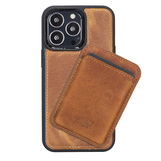 Solo Pelle Lederhülle für das iPhone 13 Pro in 6.1 Zol  Hülle Ledertasche Backcover aus echtem Leder "Stanford + Geldbörse" - Camel Braun