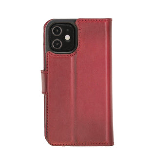 Solo Pelle Lederhülle kompatibel für iPhone 12 Mini in 5.4 Zoll abnehmbare Hülle (2in1) inkl. Kartenfächer für das original Apple iPhone 12 Mini (Rot Effekt)