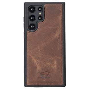 Solo Pelle Lederhülle "Harvard" kompatibel für das Samsung Galaxy S22 Ultra  - Cognac Braun