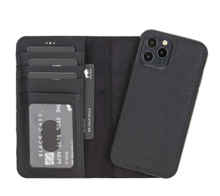 Solo Pelle Lederhülle kompatibel für iPhone 12/12 Pro in 6.1 Zoll abnehmbare Hülle (2in1) inkl. Kartenfächer für das original Apple iPhone 12/12 Pro (Matt Schwarz)