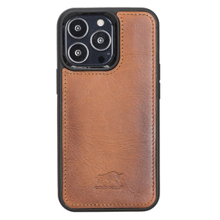 Solo Pelle Lederhülle für das iPhone 13 Pro in 6.1 Zol  Hülle Ledertasche Backcover aus echtem Leder "Stanford" - Camel Braun