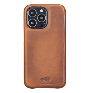 Solo Pelle Lederhülle für das iPhone 13 Pro in 6.1 Zoll Ledertasche Backcover aus echtem Leder "Princeton" - Camel Braun