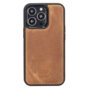 Solo Pelle Lederhülle für das iPhone 13 Pro in 6.1 Zol  Hülle Ledertasche Backcover aus echtem Leder "Stanford + Geldbörse" - Camel Braun