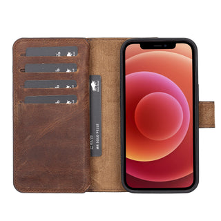 Solo Pelle Lederhülle kompatibel für iPhone 13 Pro in 6.1 Zoll abnehmbare Hülle (2in1) Harvard Double - Cognac Braun