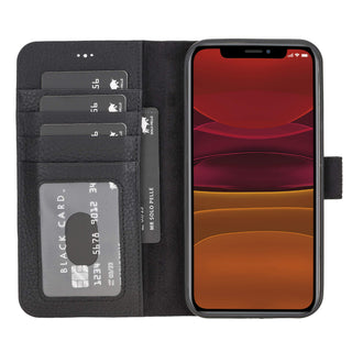 Solo Pelle Lederhülle kompatibel für iPhone 12/12 Pro in 6.1 Zoll abnehmbare Hülle (2in1) inkl. Kartenfächer für das original Apple iPhone (Matt Schwarz (2020))