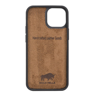 Solo Pelle Lederhülle für das iPhone 13 Mini in 5.4 Zoll Stanford Case Leder Hülle Ledertasche Backcover aus echtem Leder (Cognac Braun)