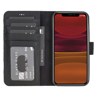 Solo Pelle Lederhülle kompatibel für iPhone 12/12 Pro in 6.1 Zoll abnehmbare Hülle (2in1) inkl. Kartenfächer für das original Apple iPhone 12/12 Pro (Matt Schwarz)