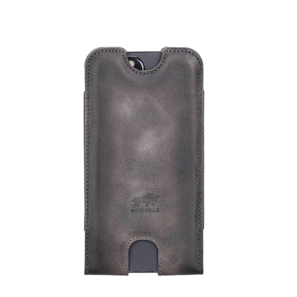 Solo Pelle Lederhülle für das iPhone bis 6.1 Zoll  Leder Hülle Sleeve - Steingrau