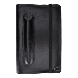 A5 Notizbuch Leder - Nachfüllbares Reisetagebuch aus Handgefertigtem Echtleder  DIN A5  22x15cm - Schwarz
