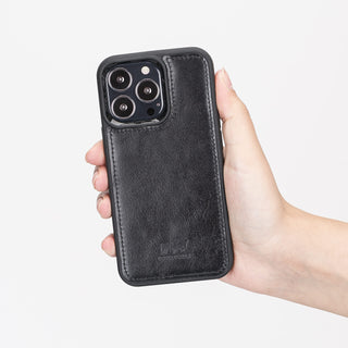 Solo Pelle Lederhülle für das iPhone 13 Pro in 6.1 Zol  Hülle Ledertasche Backcover aus echtem Leder "Stanford" - Steingrau