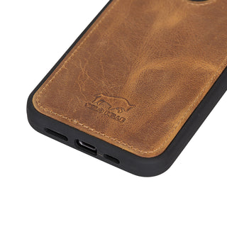 Solo Pelle Lederhülle für das iPhone 13 Pro in 6.1 Zol  Hülle Ledertasche Backcover aus echtem Leder "Stanford + Geldbörse" - Camel Braun