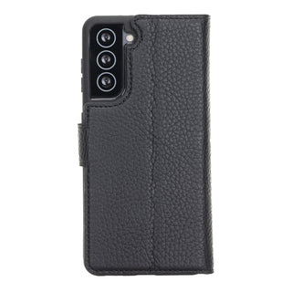 Solo Pelle Lederhülle Harvard kompatibel für das Samsung Galaxy S21 5G in 6.2 Zoll inklusive abnehmbare Hülle mit integrierten Kartenfächern (Schwarz Matt)