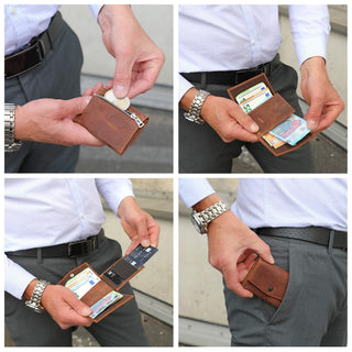 Slim Wallet "Lean" mit Münzfach 12 Karten - Cognac Braun