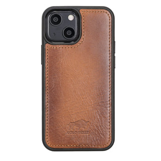 Solo Pelle Lederhülle für das iPhone 13 Mini in 5.4 Zoll Stanford Case Leder Hülle Ledertasche Backcover aus echtem Leder (Cognac Braun)