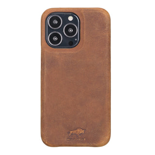 Solo Pelle Lederhülle für das iPhone 13 Pro in 6.1 Zoll Ledertasche Backcover aus echtem Leder "Princeton" - Camel Braun