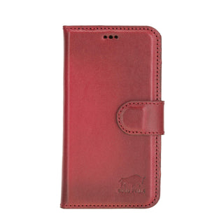 Solo Pelle Lederhülle kompatibel für iPhone 12 Mini in 5.4 Zoll abnehmbare Hülle (2in1) inkl. Kartenfächer für das original Apple iPhone 12 Mini (Rot Effekt)