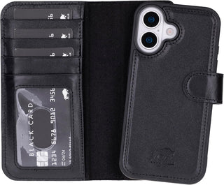 Solo Pelle Steingrau, Lederhülle kompatibel für iPhone 17 in 6.3 Zoll abnehmbare Hülle (2in1) inkl. Kartenfächer geeignet für MagSafe Zubehör