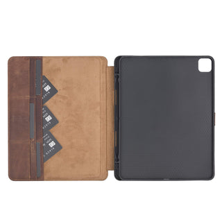 Solo Pelle magnetische abnehmbare Hülle geeignet für Apple iPad Pro 12,9" 2020 + 2021 Hülle Echtleder Case aus echtem Leder. Unterstützt Pencil 2 und magnetisches Laden (Vintage Braun)