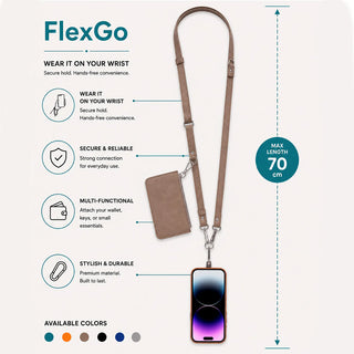 FlexGo PU Leather Phone Strap & Wallet Set – Clip-On Flex