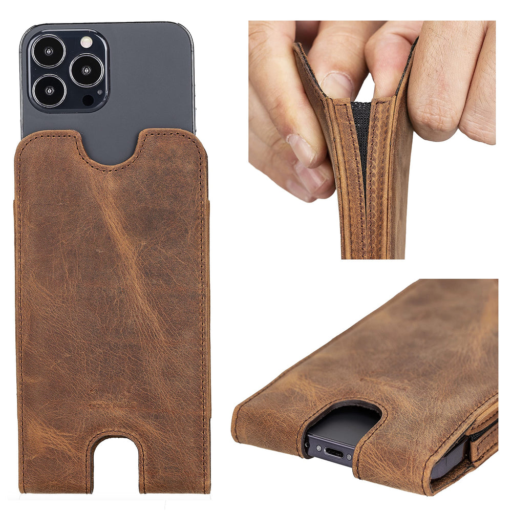 Solo Pelle Lederhülle für das iPhone bis 6.1 Zoll  Leder Hülle Sleeve - Vintage Braun