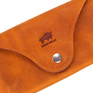 Solo Pelle Brillen Etui mit Magnetverschluss Sonnenbrillenetui "Roan" - Cognac Braun