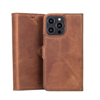 Solo Pelle Lederhülle kompatibel für iPhone 14 Pro Max in 6.7 Zoll abnehmbare Hülle (2in1) inkl. Kartenfächer für das original Apple iPhone 14 Pro Max in 6.7 (Vollleder Vintage Braun)