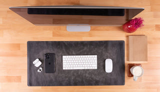 Lined Leather Desk Mat Small Size