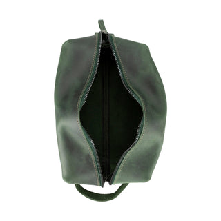 Solo Pelle Kulturtasche/Reisetasche/Kosmetiktasche aus echtem Vintage Leder Mondo (Vintage Grün)