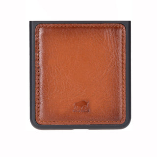 Solo Pelle Lederhülle für das Samsung Galaxy Z Flip 7 Hülle aus echtem Leder, Model: Stanford klappbar (Cognac Braun)