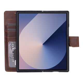 Solo Pelle Lederhülle kompatibel Samsung Galaxy Z Fold 6 5G Hülle für Galaxy Z Fold 6 stoßfeste Lederhülle (Vintage Brau