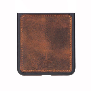 Solo Pelle Lederhülle für das Samsung Galaxy Z Flip 7 Hülle aus echtem Leder, Model: Stanford klappbar (Vintage Braun)