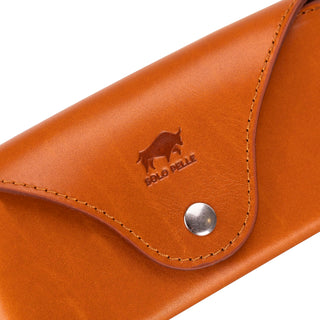 Solo Pelle Brillenetui ROAN aus echtem Leder, Brillen Etui mit Magnetverschluss Sonnenbrillenetui (Cognac Braun)