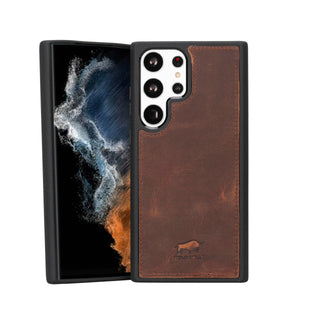 Solo Pelle Lederhülle für das Samsung Galaxy S24 Ultra Hülle aus echtem Leder, Model: Stanford (Vintage Braun)