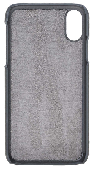 Solo Pelle kompatibel für das iPhone Xr Lederhülle Ledertasche Backcover Ultra Slim Steingrau Burned