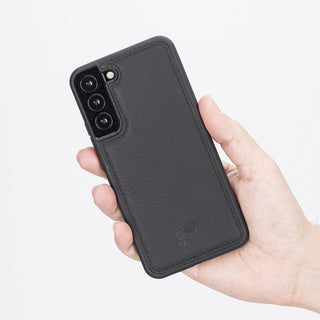 Solo Pelle Lederhülle für das Samsung Galaxy S22+ / S22 Plus Hülle aus echtem Leder, Model: Stanford (Matt Schwarz)