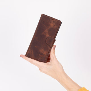 Solo Pelle Lederhülle kompatibel Samsung Galaxy Z Fold 6 5G Hülle für Galaxy Z Fold 6 stoßfeste Lederhülle (Vintage Brau