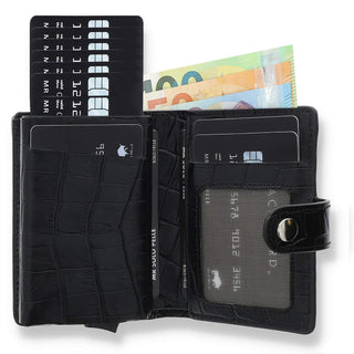 Solo Pelle Leder Geldbörse Q-Wallet mit integriertem Kartenetui für 15 Karten + Geldscheine geeignet | Kreditkartenetui 