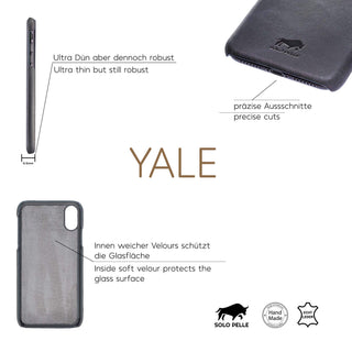 Solo Pelle kompatibel für das iPhone Xr Lederhülle Ledertasche Backcover Ultra Slim Steingrau Burned