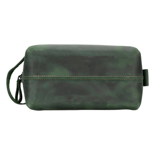 Solo Pelle Kulturtasche/Reisetasche/Kosmetiktasche aus echtem Vintage Leder Mondo (Vintage Grün)