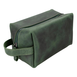 Solo Pelle Kulturtasche/Reisetasche/Kosmetiktasche aus echtem Vintage Leder Mondo (Vintage Grün)