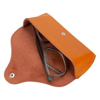 Solo Pelle Brillenetui ROAN aus echtem Leder, Brillen Etui mit Magnetverschluss Sonnenbrillenetui (Cognac Braun)