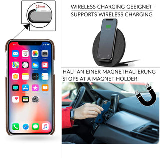 Solo Pelle kompatibel für das iPhone Xr Lederhülle Ledertasche Backcover Ultra Slim Steingrau Burned