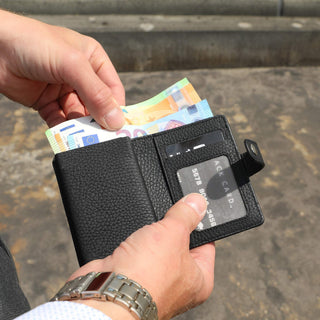 Solo Pelle Leder Geldbörse Q-Wallet mit integriertem Kartenetui für bis zu 15 Karten + Geldscheine geeignet | Kreditkart