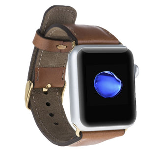 Solo Pelle Apple Watch Series 1/2 / 3 "Watch Leder Armband Uhrenband mit passendem Uhrenadapter Connector Ersatzband Strap (42 mm Vintage Braun/Goldene Connector)